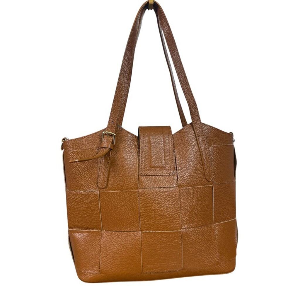 Unica Firenze Borse in Pelle Womens Woven Pebble Leather Satchel Handbag Purse - Picture 8 of 15